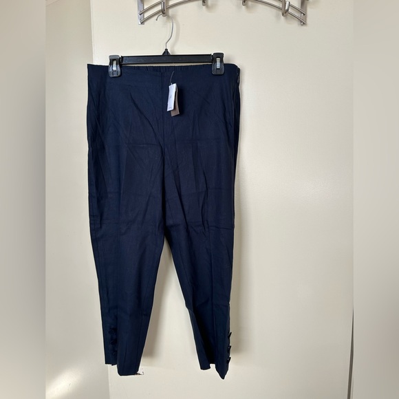 J. Jill Pure Jill Linen Stretch Navy Blue Cropped Pants- Size Medium Petite - Picture 1 of 9